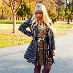 LC Lauren Conrad Polka Dot Long Jacket/Coat Sz 6